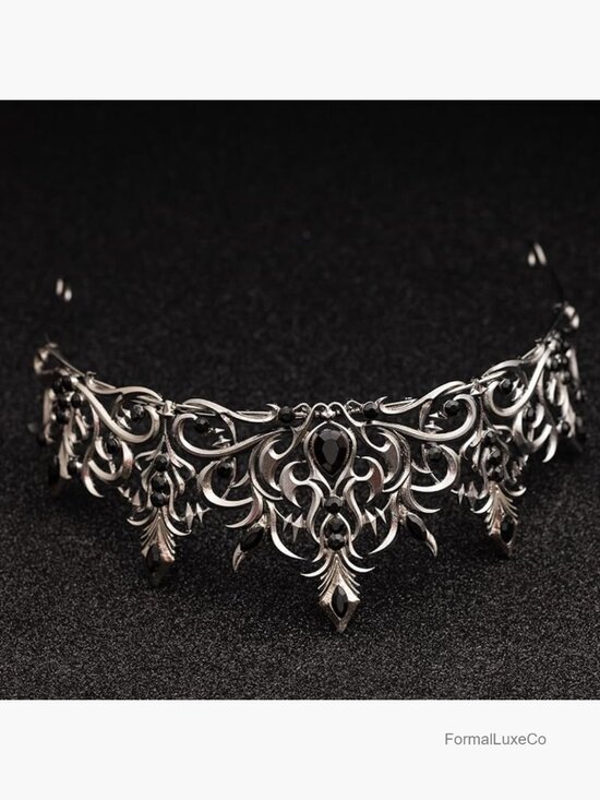 Gothic Royal Crystal Tiara Crown Dark Queen Rhinestone Headpiece Baroque main image 4